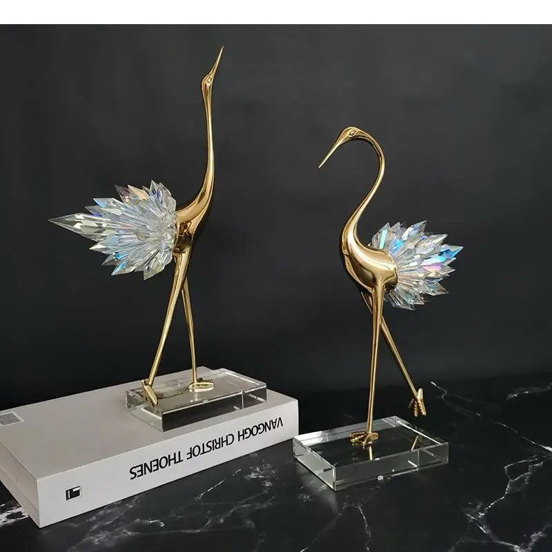 Copper & Crystal Lucky Golden Crane Ornament