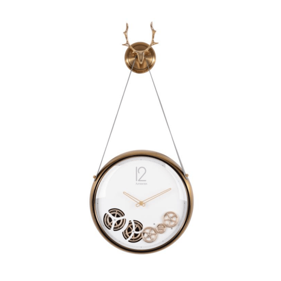 Luxury Metal Wall Clock with Moving Pendulum Gears