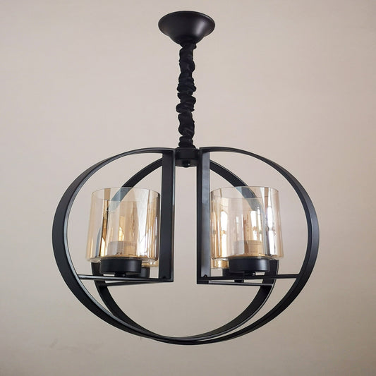 Industrial Vintage Sphere Black Color Chandelier 9539