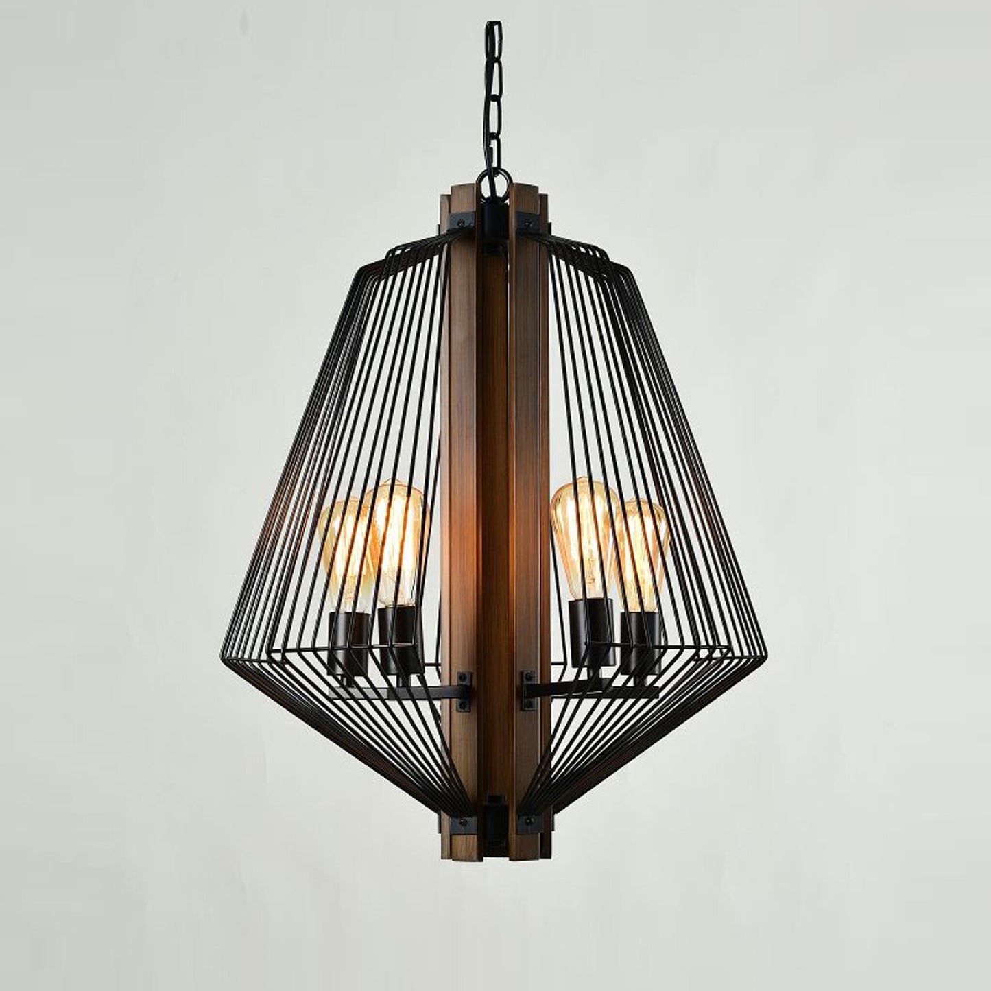 Chandelier with Wire Cage Shades 9715