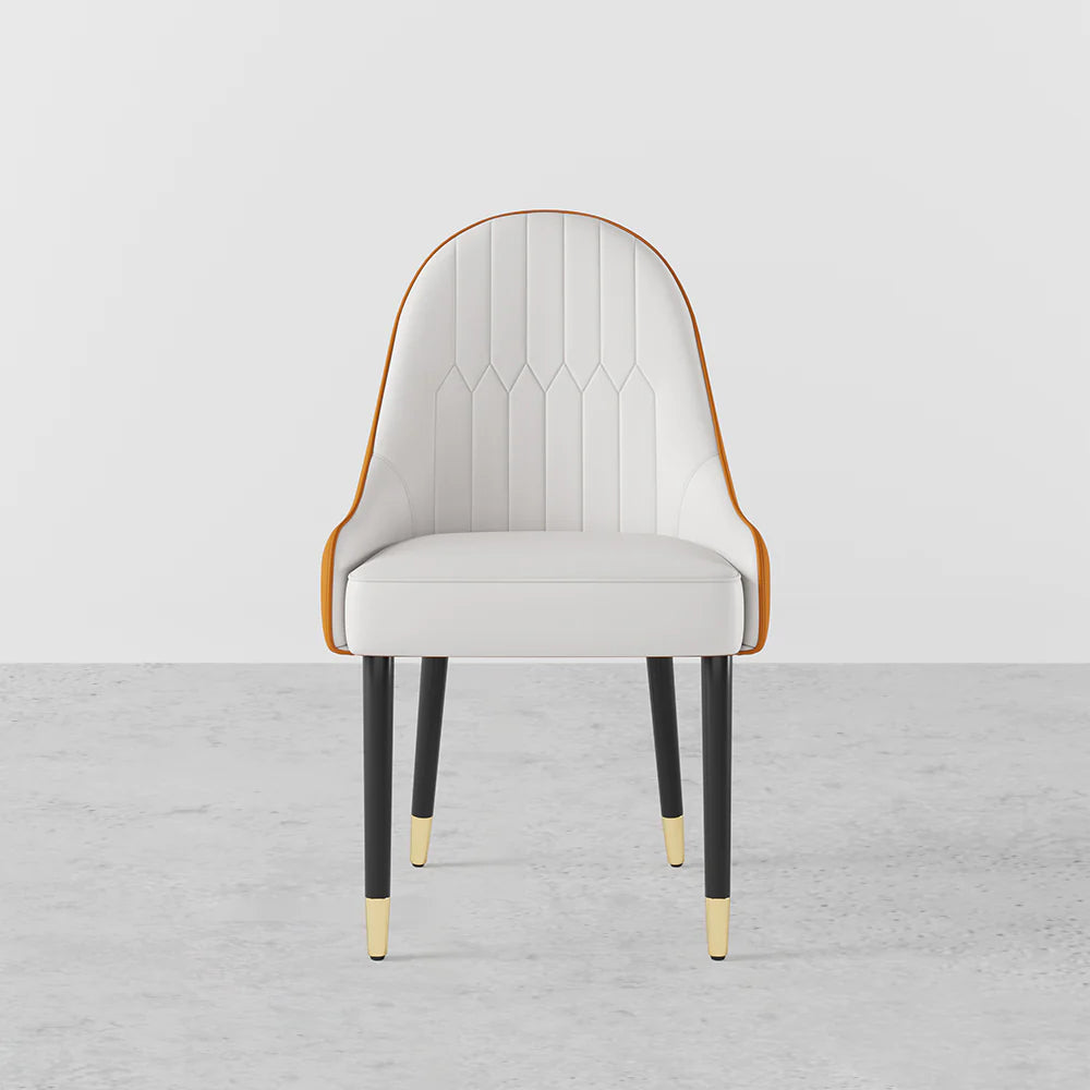 Modern PU Leather Dining Chair in White & Orange with Metal Legs 51173CH