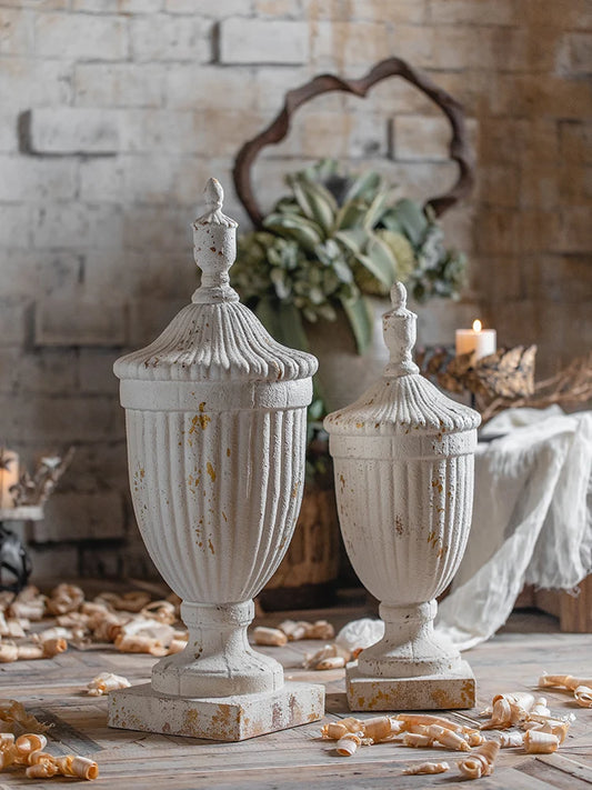 Antique White Decorative Urn A182