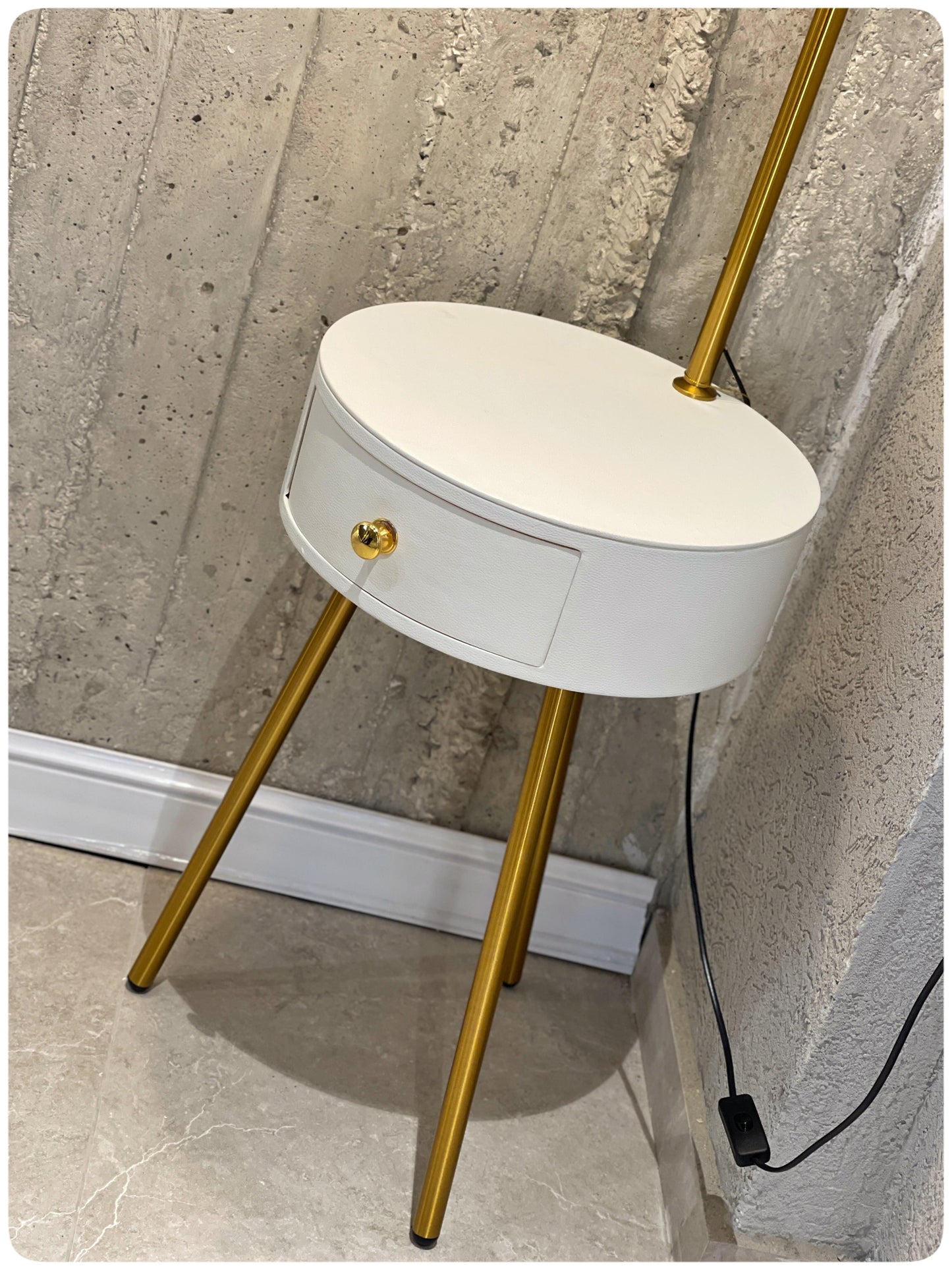 Floor Lamp with Solid Wood Drawers and Marble Shelf BDX-F2171