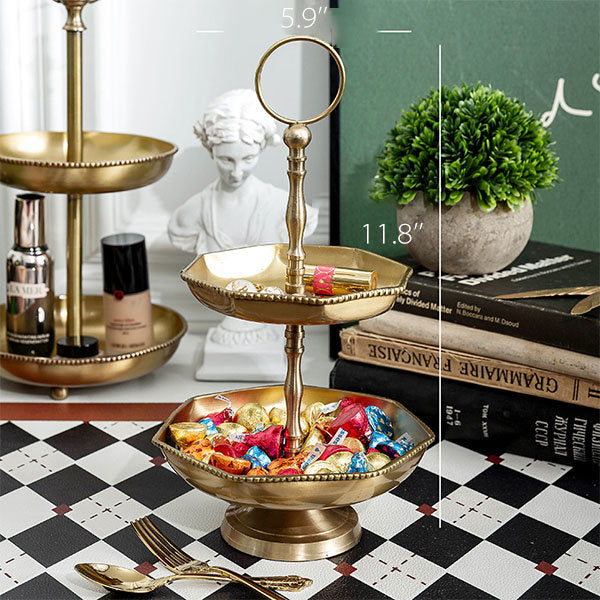 Double-Tiered Dessert Copper Display Stand