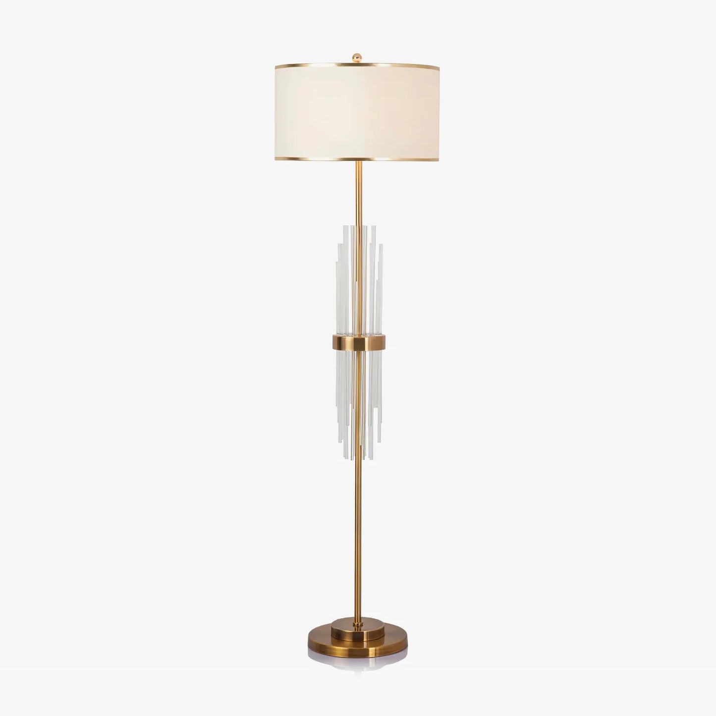 Crystal Floor Lamp Modern Standing Light with Fabric Lampshade and Heavy Metal Based