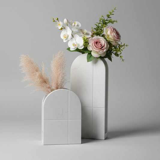 European new classic creative white marble arc flat vase