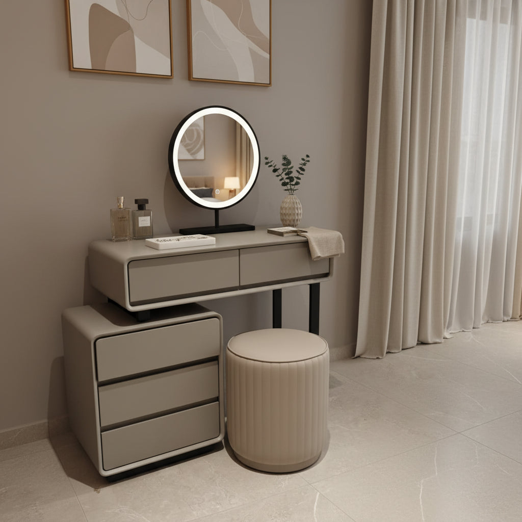 LUNA Round LED Dressing Table Set 622