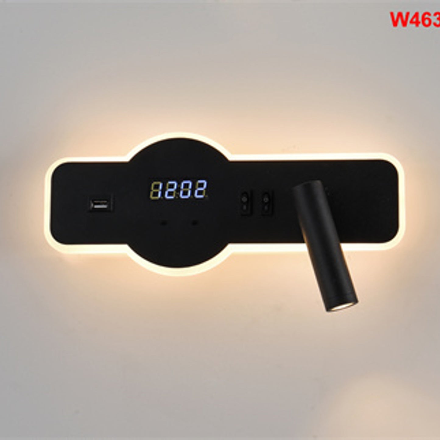 Modern Wall Light with Digital Clock Display W463/BK