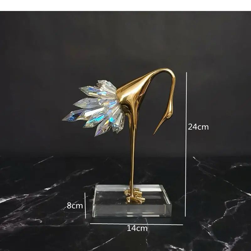 Copper & Crystal Lucky Golden Crane Ornament