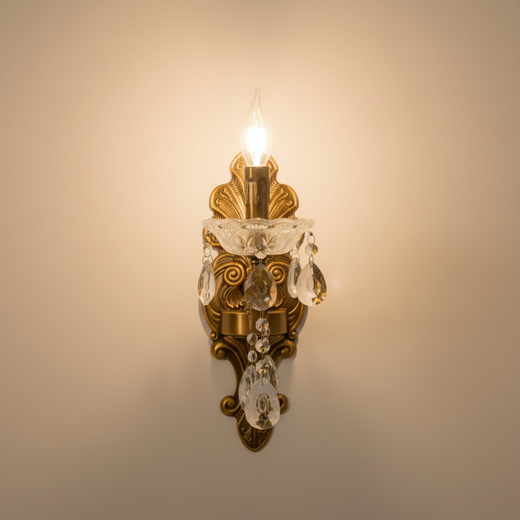Classic Brass Crystal Wall Sconce H102/2w