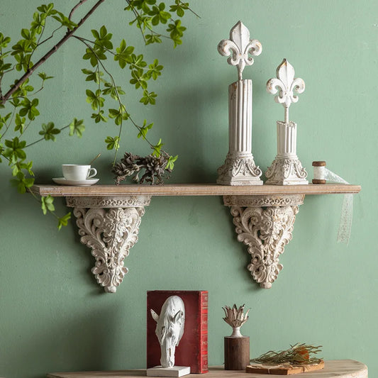 Vintage French Solid Wood Carved Decorative Shelves A2276