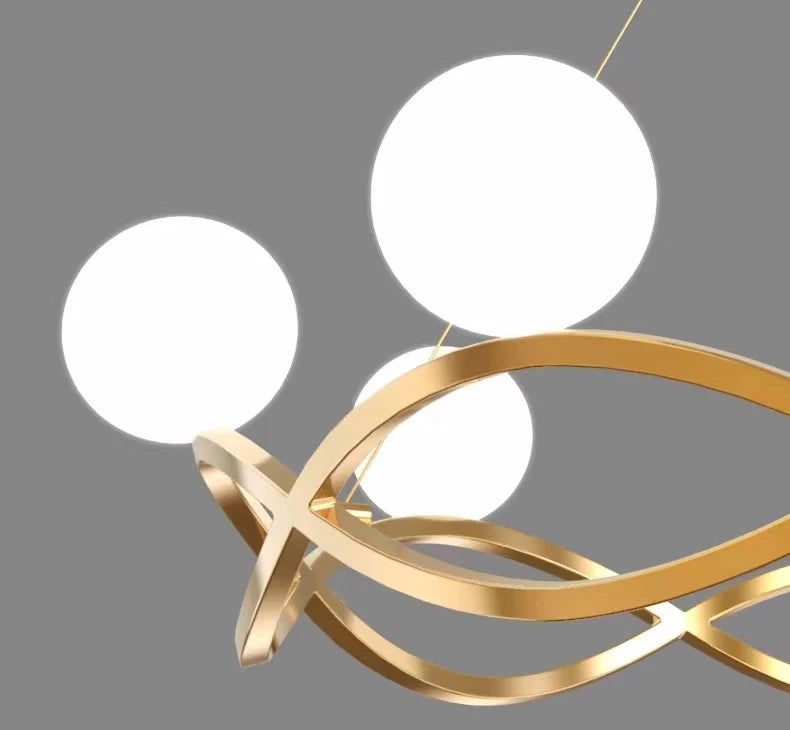 Gold Ring White Glass Pendant Light