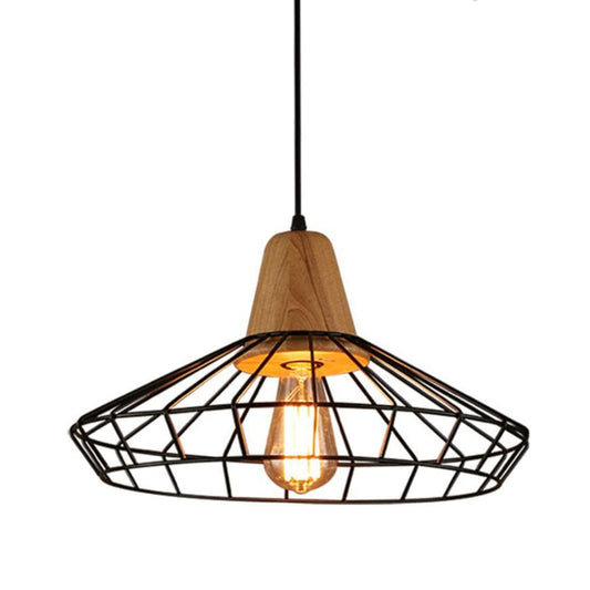 Wood & Iron Cage Pendant Light DT1560L