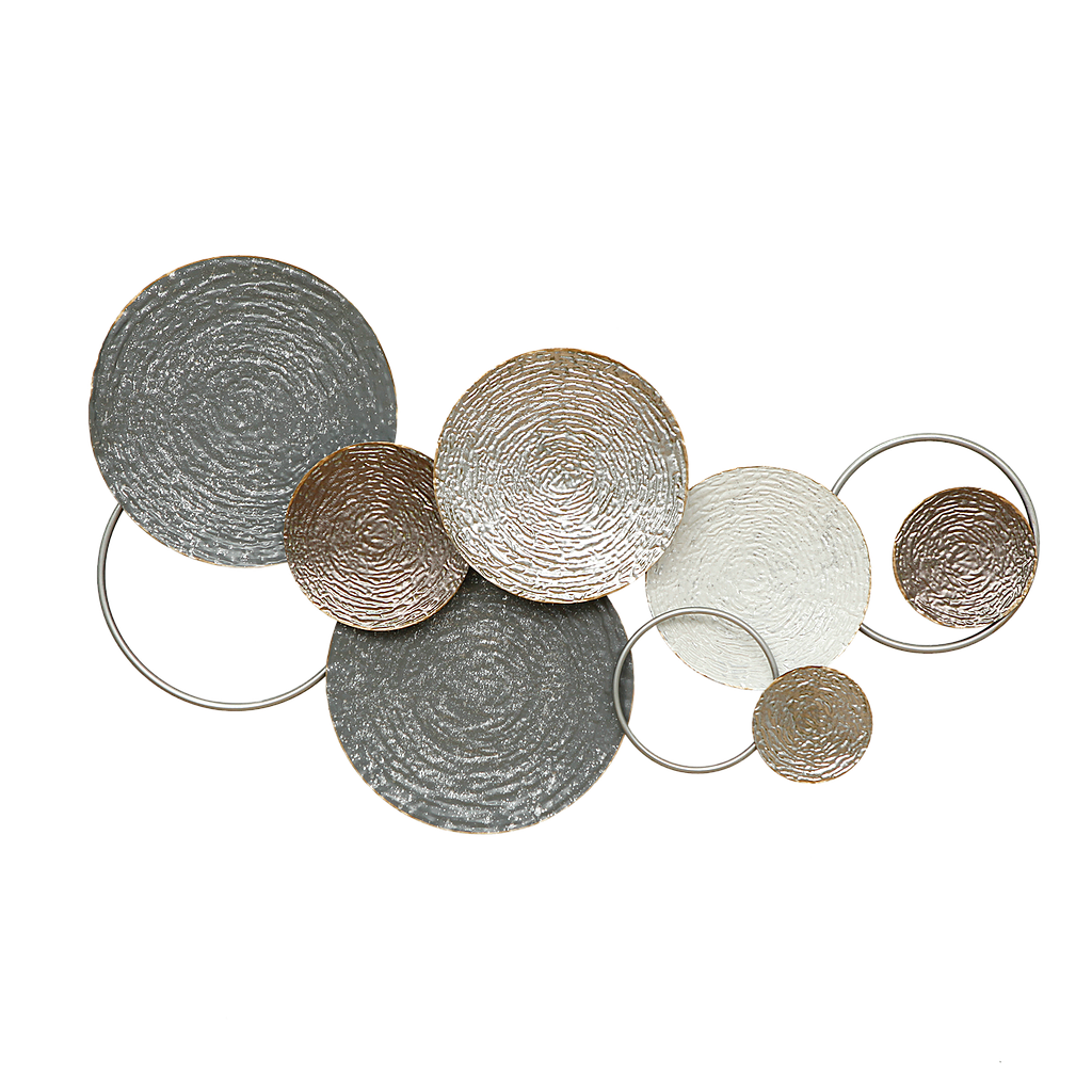 Metal wall art L110 x H61 - Silver, White and Gold