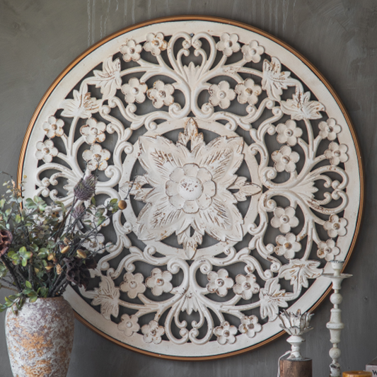 Round White Wooden Curved Wall Decor A139