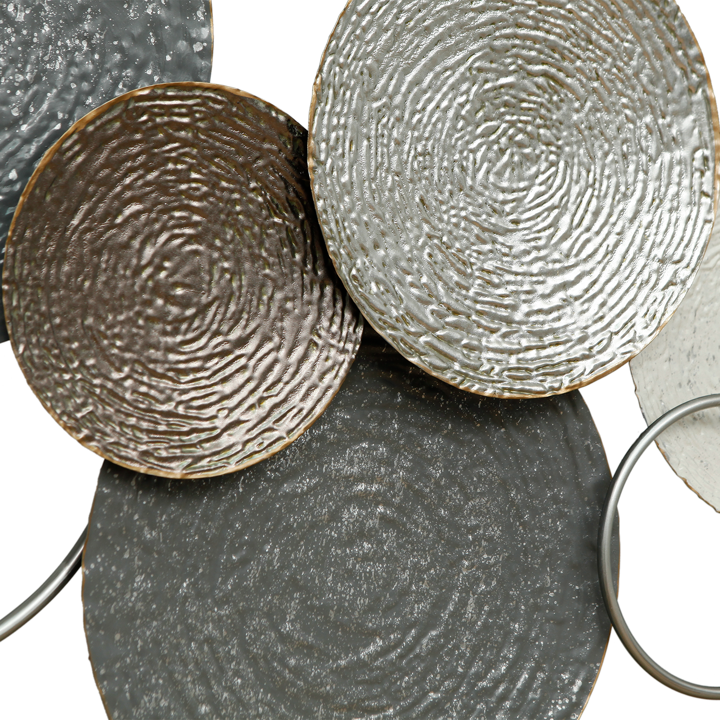 Metal wall art L110 x H61 - Silver, White and Gold