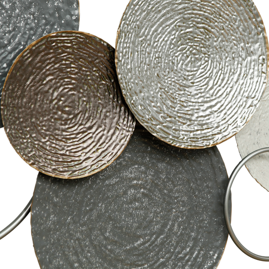 Metal wall art L110 x H61 - Silver, White and Gold