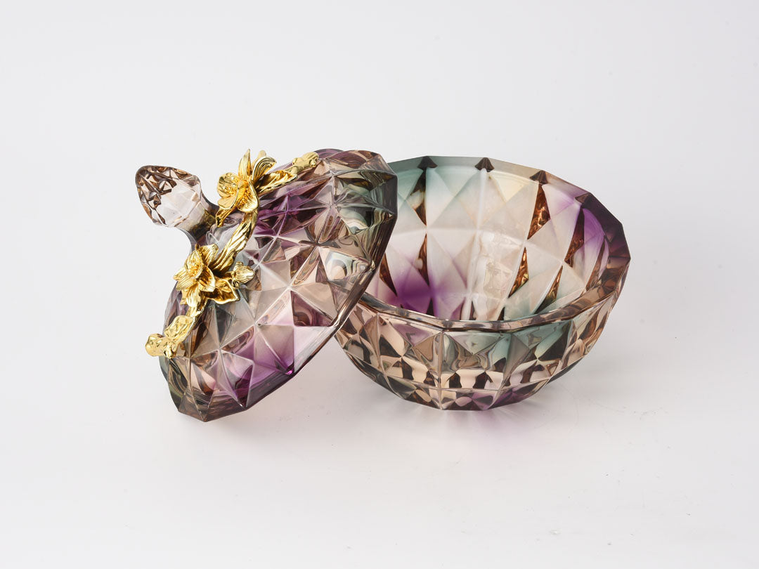 סט אגרטל זכוכית קריסטל צבעוני