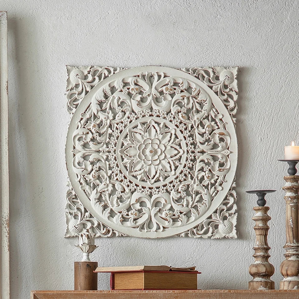 White Medallion Wall Art Decor A601