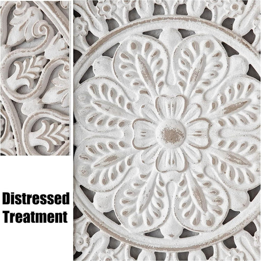 3 Pieces French Style Carve Pattern Wood Wall Decor Set A133