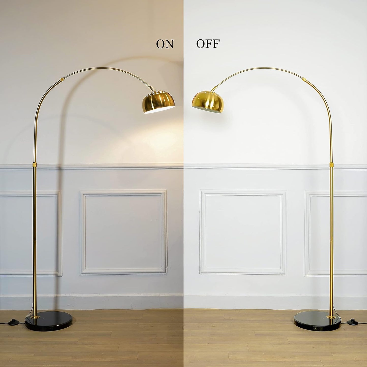 Arc Single Light Floor Lamp in Black and Gold Finish