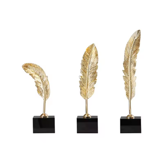 Metal Gold Palm Leaf Sculpture Statue Decor li24/1-3