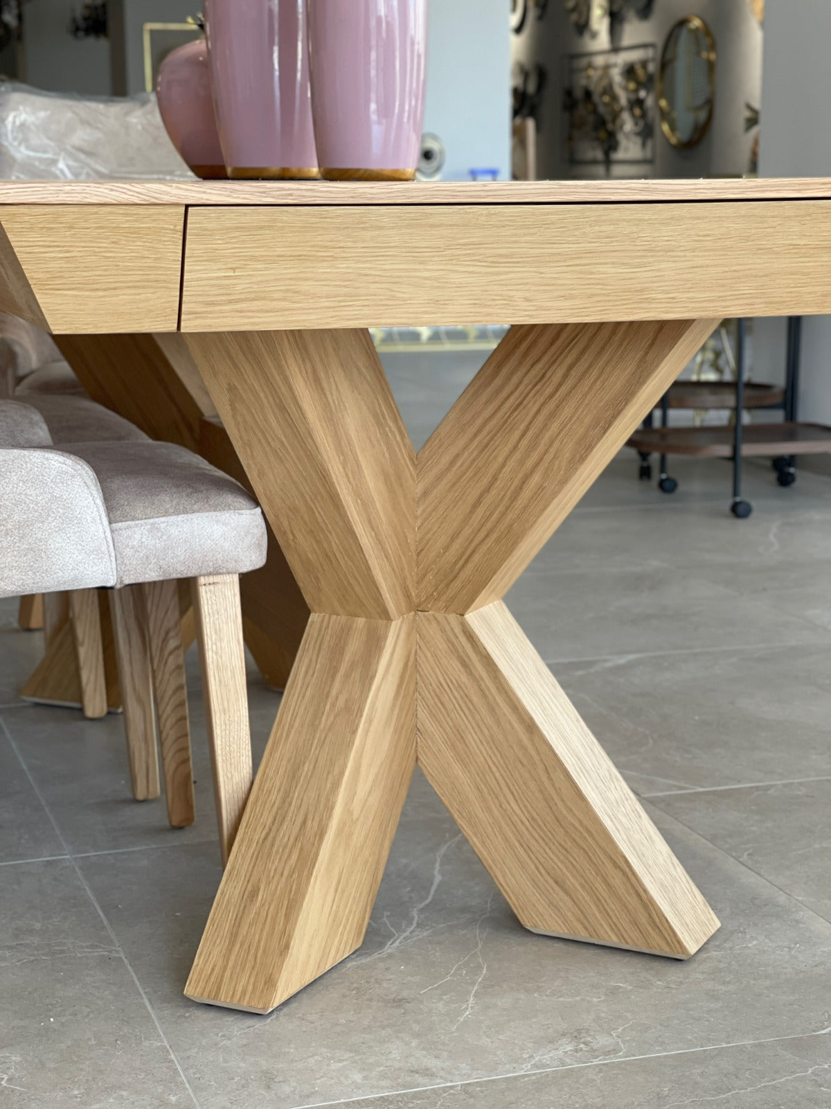 Casa luxury dining table natural 180-290 x 110 cm - Extendable solid wood kitchen table - Dining room furniture - Solid wood furniture - Luxury furniture