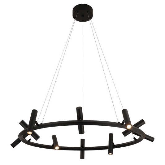 Industrial Matte Black Ring Chandelier M01