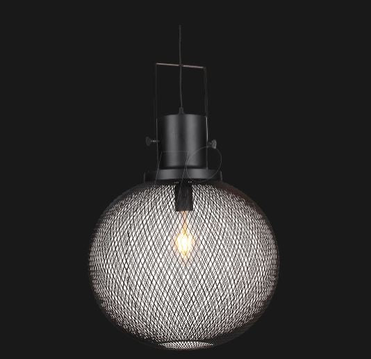 Black Metal Globe Mesh Pendant Light
