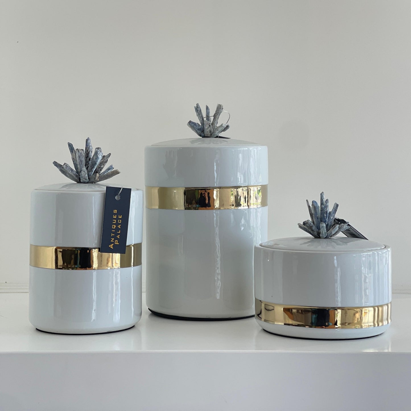 Ceramic Gold & White Vase SET