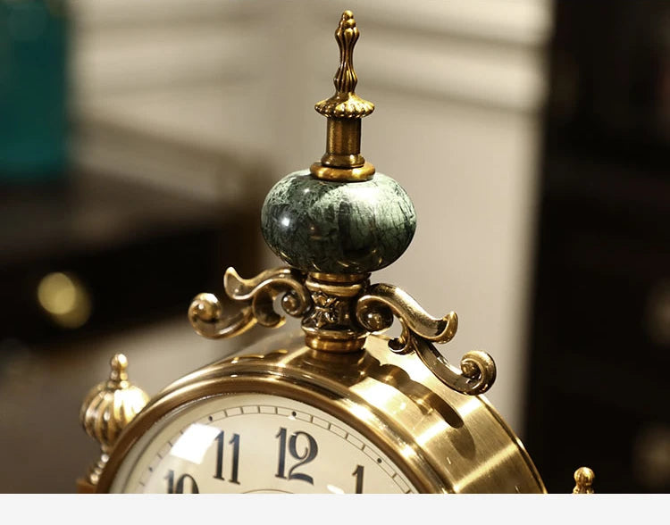 Classic Antique Marble and Brass Pendulum Desktop Clock