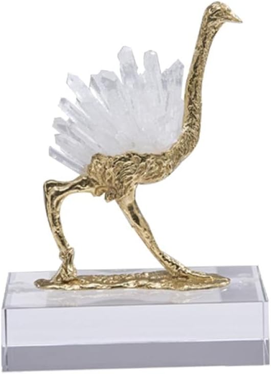 Natural White Selenite Pure Copper Ostrich Figurine H1083/H1084