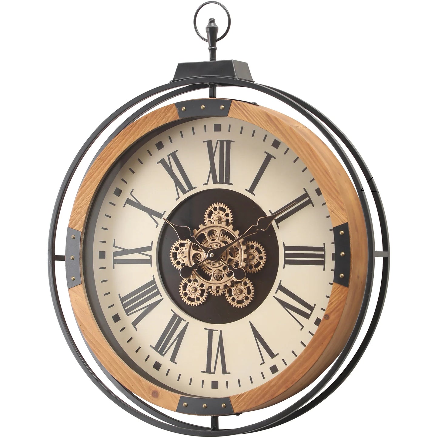 Wooden Metal Moving Gears Wall Clock, 72172