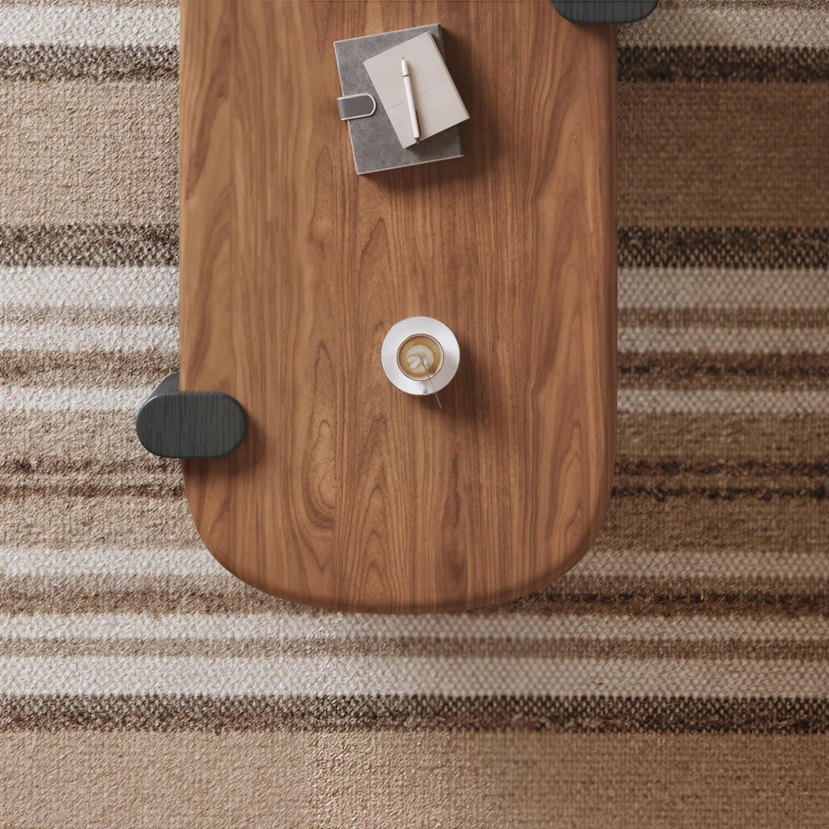 Rectangle Coffee Table with Walnut Veneer and Black Base KD-13