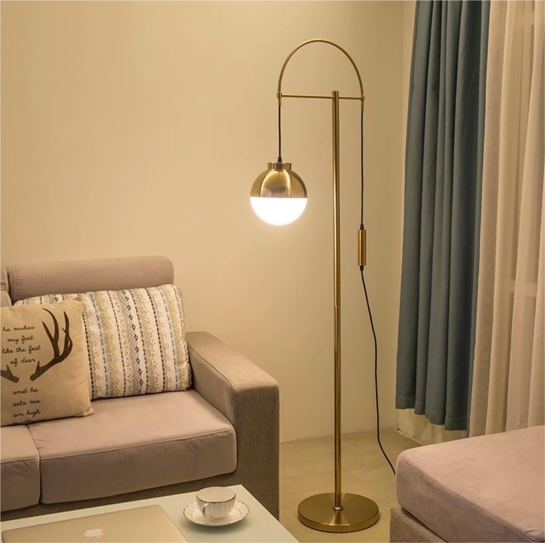 Nordic Iron Floor Lamp with Glass Lampshade