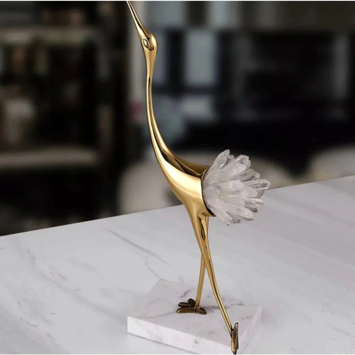 Egret Sculpture Birds With Crystals Feathers (SET) Y12