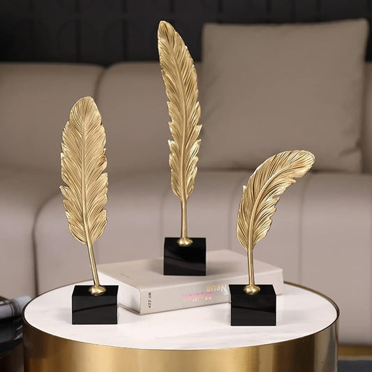 Metal Gold Palm Leaf Sculpture Statue Decor li24/1-3