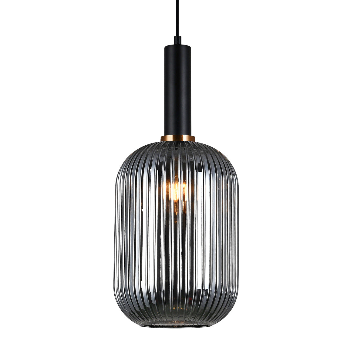 Retro Pendant Light with Brushed Brass Glass Shade