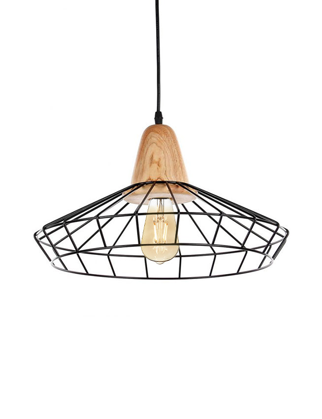 Wood & Iron Cage Pendant Light DT1560L