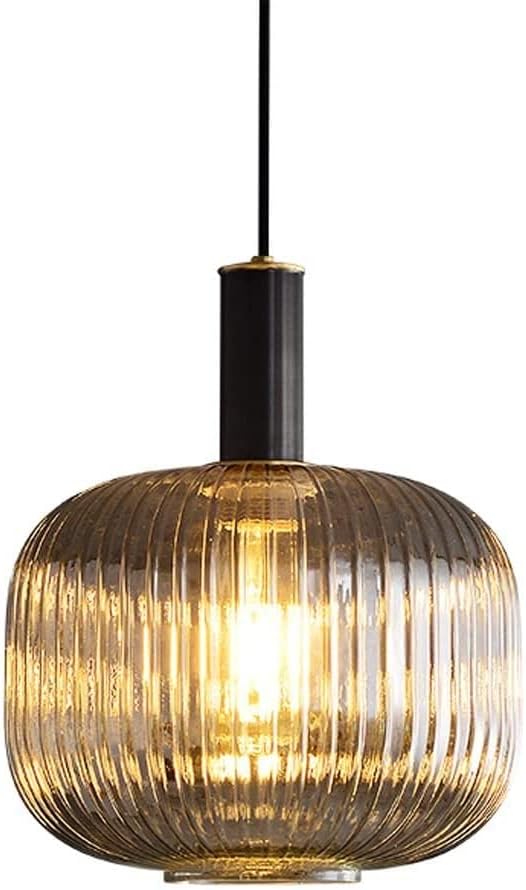 Retro Pendant Light with Brushed Brass Glass Shade