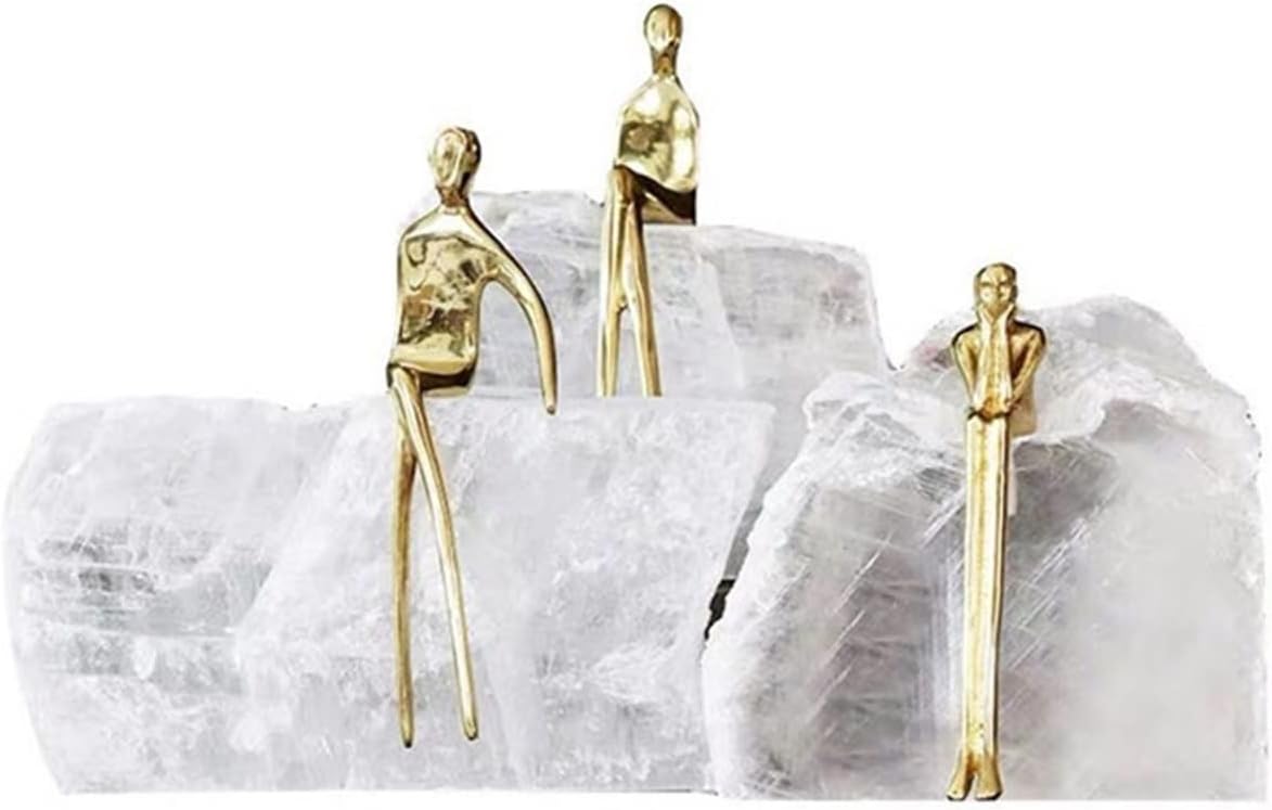 Natural Crystal Stone Mountain & Golden Copper Ornament Handcraft Sculpture FYHH-01