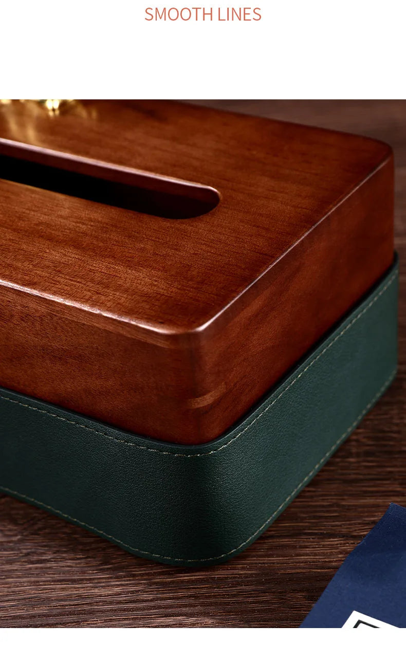 Golden Deer Wood Leather Tissue Box TSH-2024