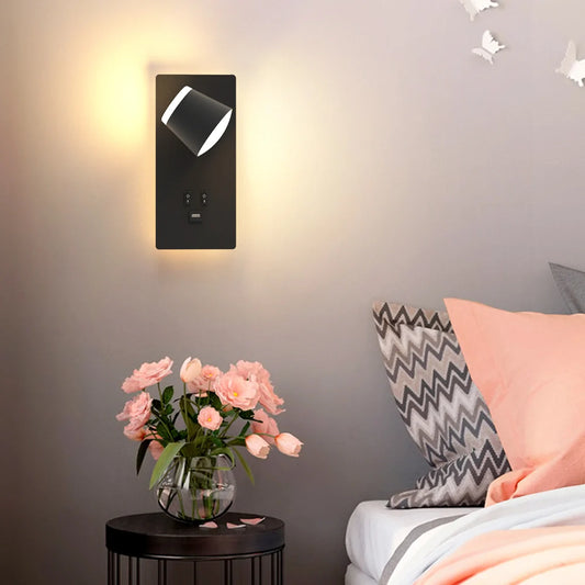 Modern LED Wall Lamp with USB Charging W468/1BK