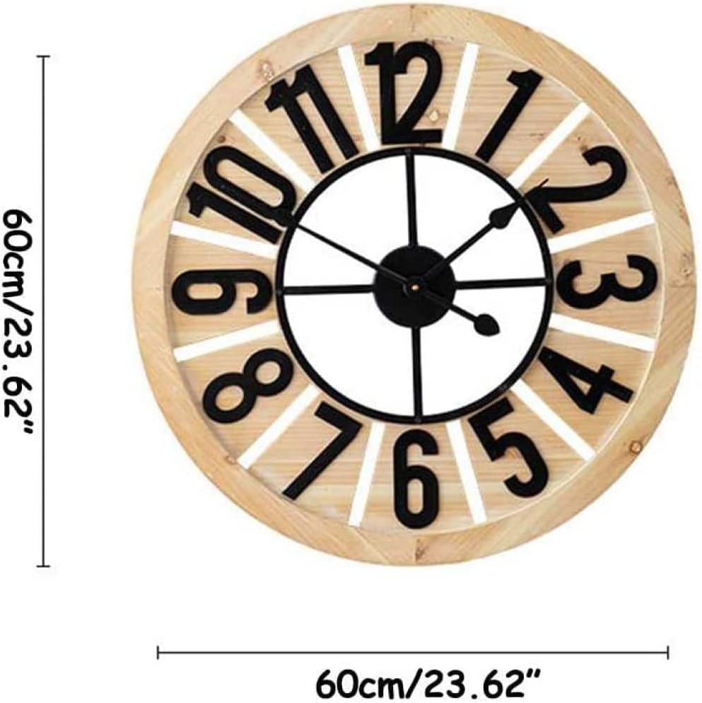 3D Clock D60cm in wood and metal T6455