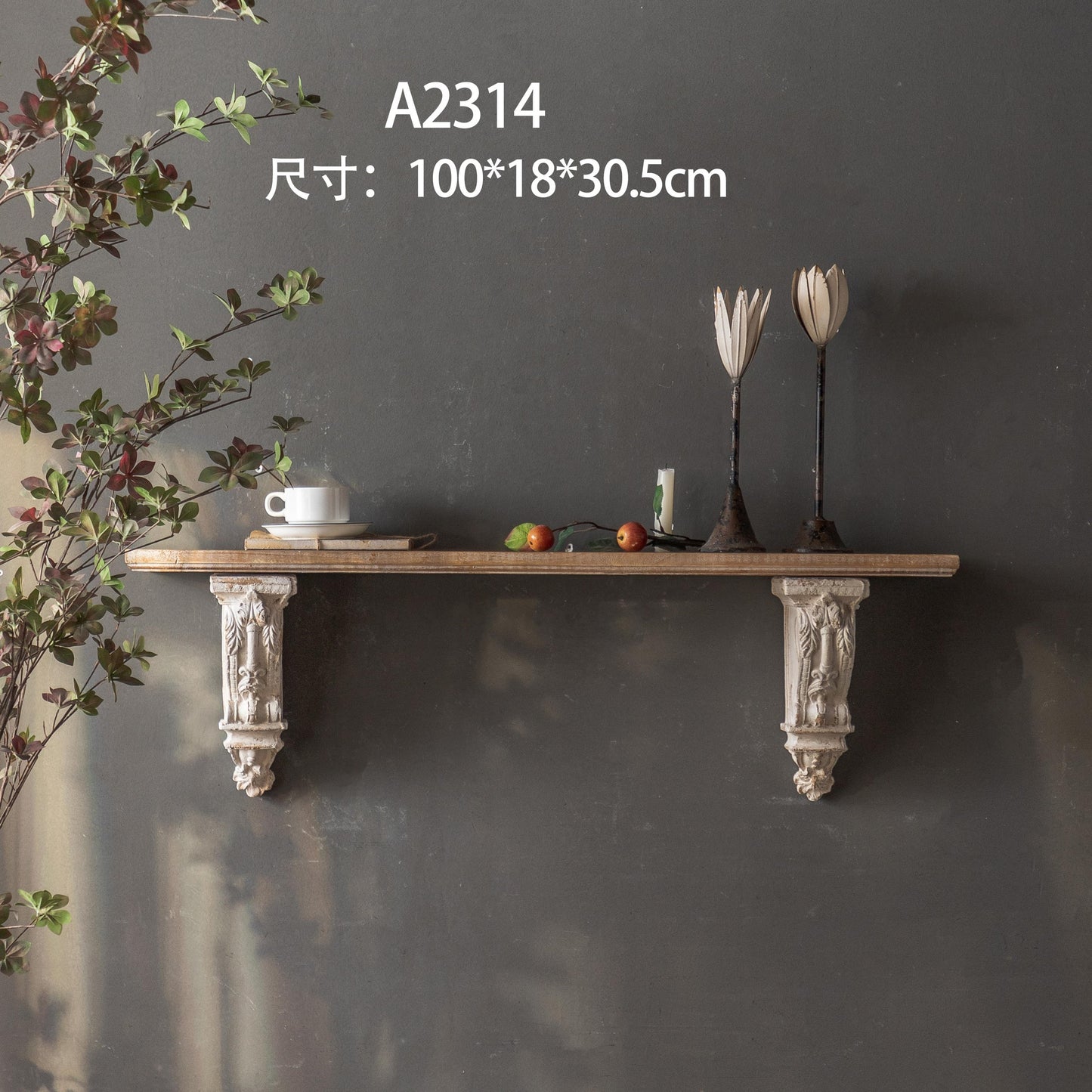 Solid Wood Carved Decorative Shelves A2314