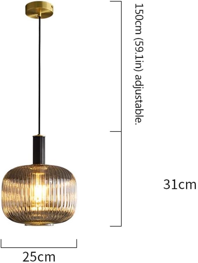 Retro Pendant Light with Brushed Brass Glass Shade