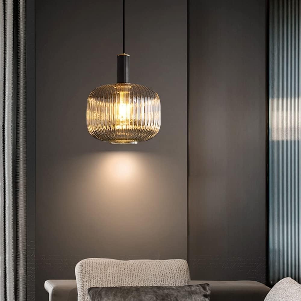 Retro Pendant Light with Brushed Brass Glass Shade
