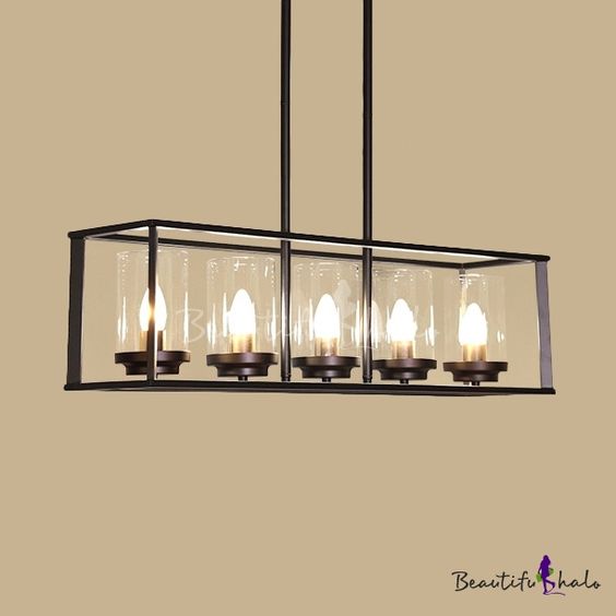 Metal Glass Candle Island Chandelier  LX2475-5