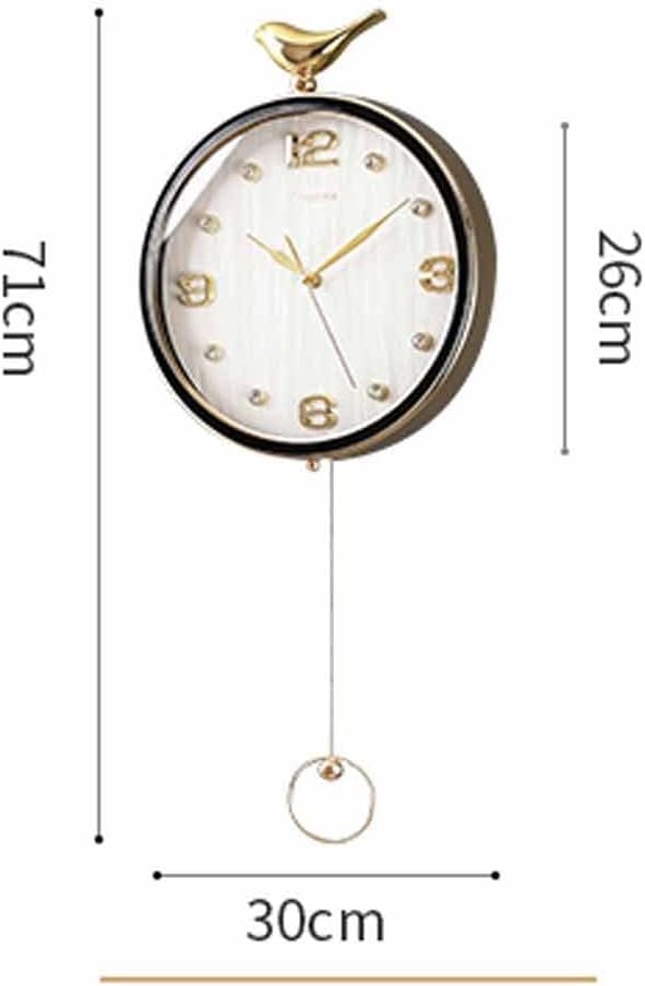 Gold White Sparrow Pendulum Wall Clock