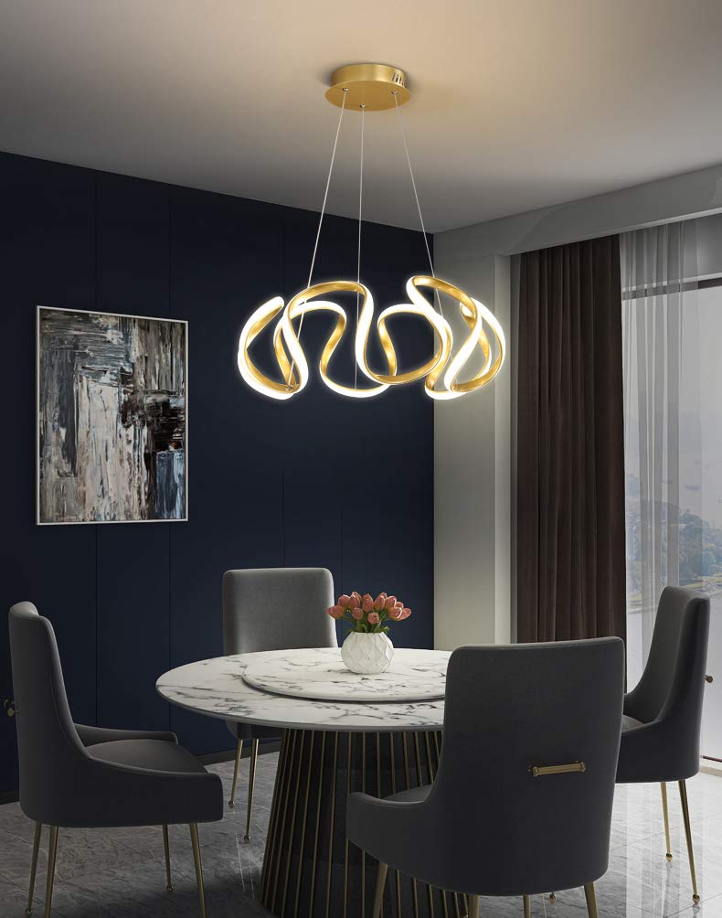 Gold Curvy LED Pendant Chandelier Light